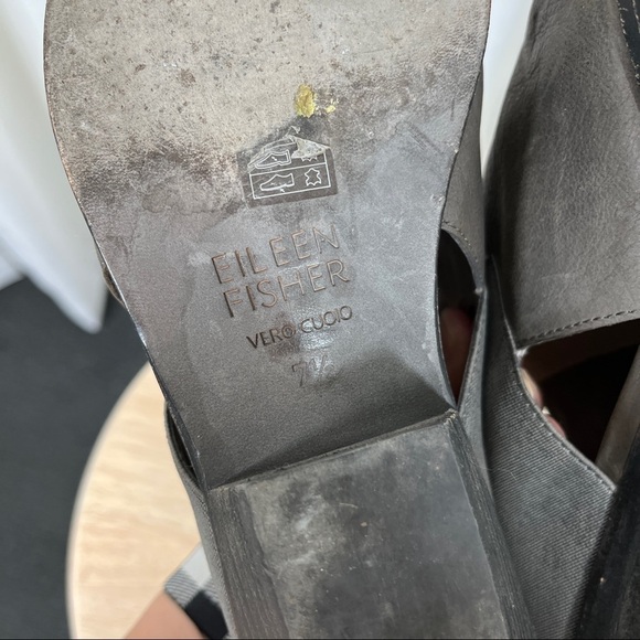 Eileen Fisher gray leather slip on low booties - Picture 9 of 10